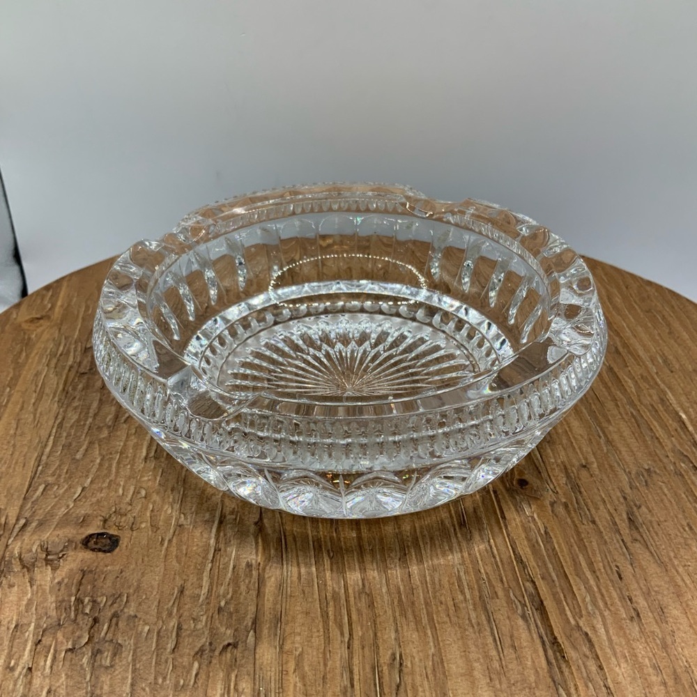 Elegant Clear Crystal Cut Glass Vintage Ashtray